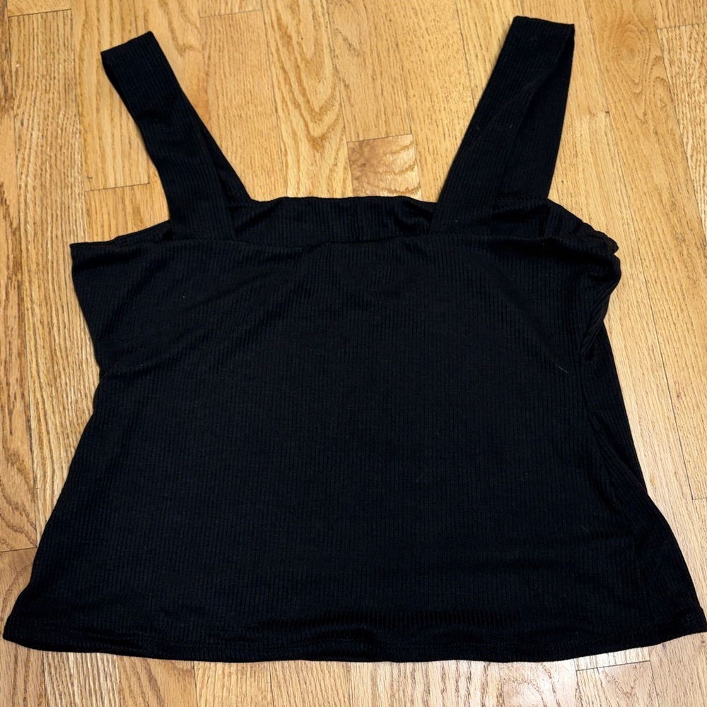 Evereve Henri Rib black square neck tank size XL NWT - Picture 4 of 7